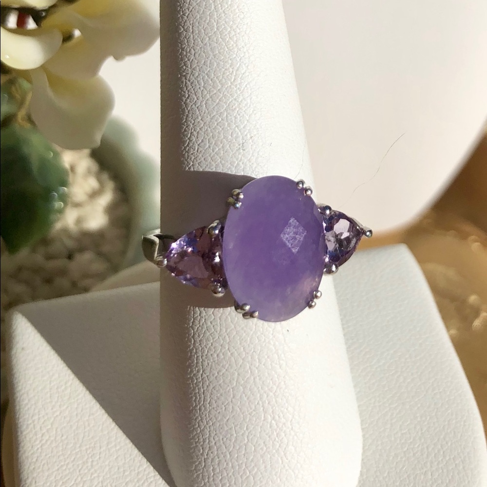 Purple Jade & Amethyst Ring. - Picture 3 of 9